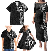 New Zealand Maori Koru Art Traditional Tattoo Family Matching Puletasi and Hawaiian Shirt Simple Style