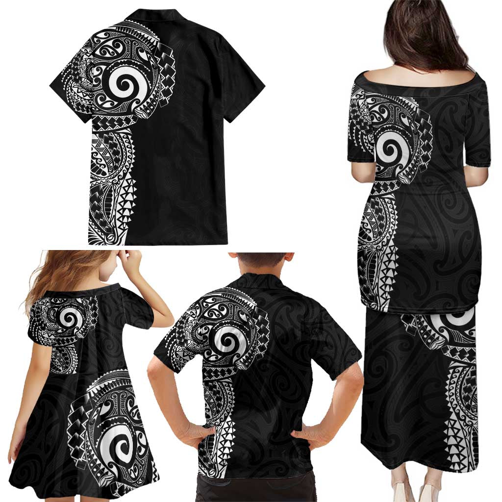 New Zealand Maori Koru Art Traditional Tattoo Family Matching Puletasi and Hawaiian Shirt Simple Style