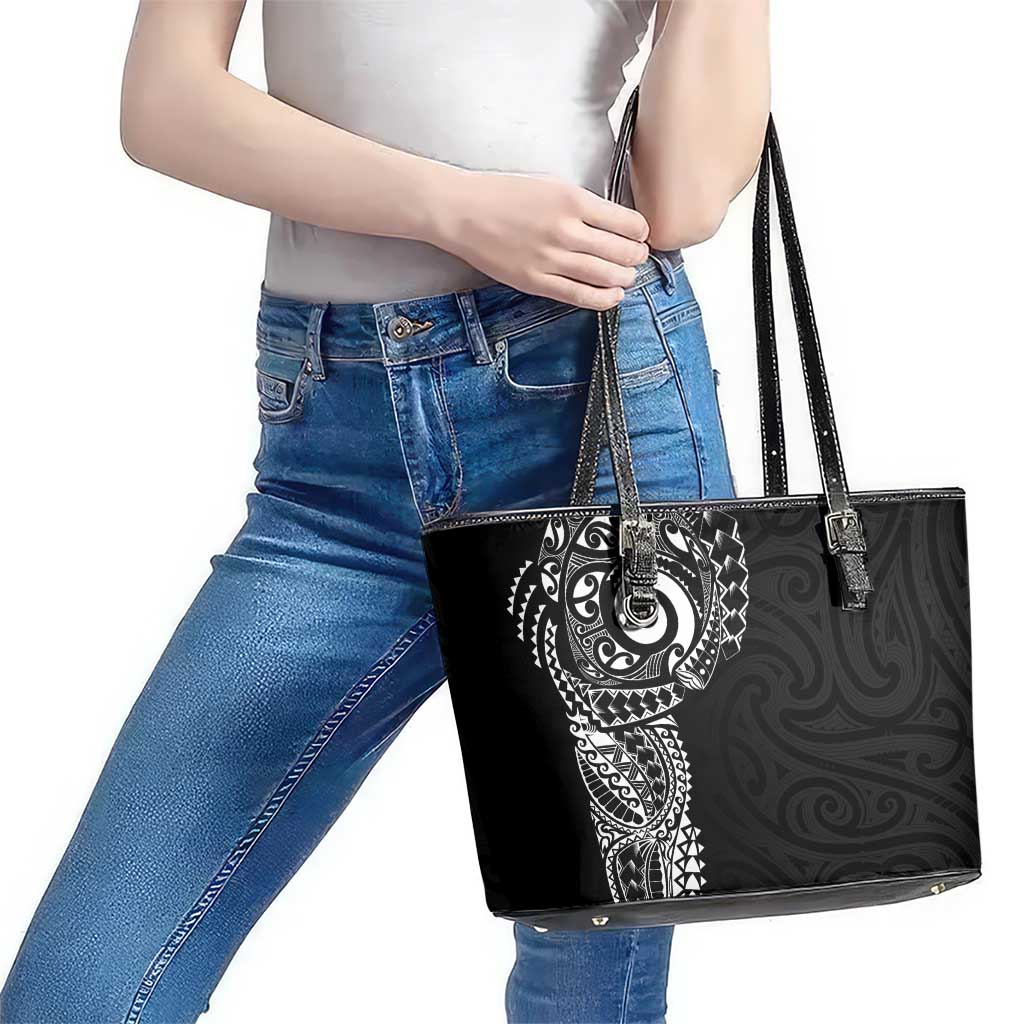 New Zealand Maori Koru Art Traditional Tattoo Leather Tote Bag Simple Style