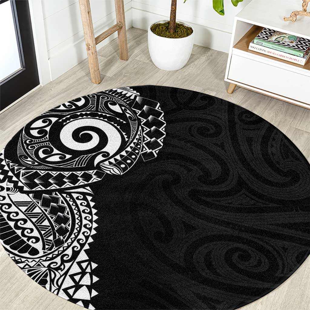 New Zealand Maori Koru Art Traditional Tattoo Round Carpet Simple Style