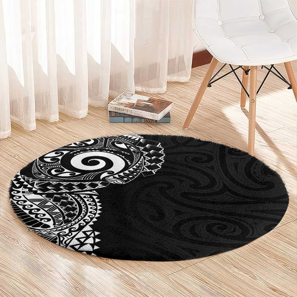 New Zealand Maori Koru Art Traditional Tattoo Round Carpet Simple Style