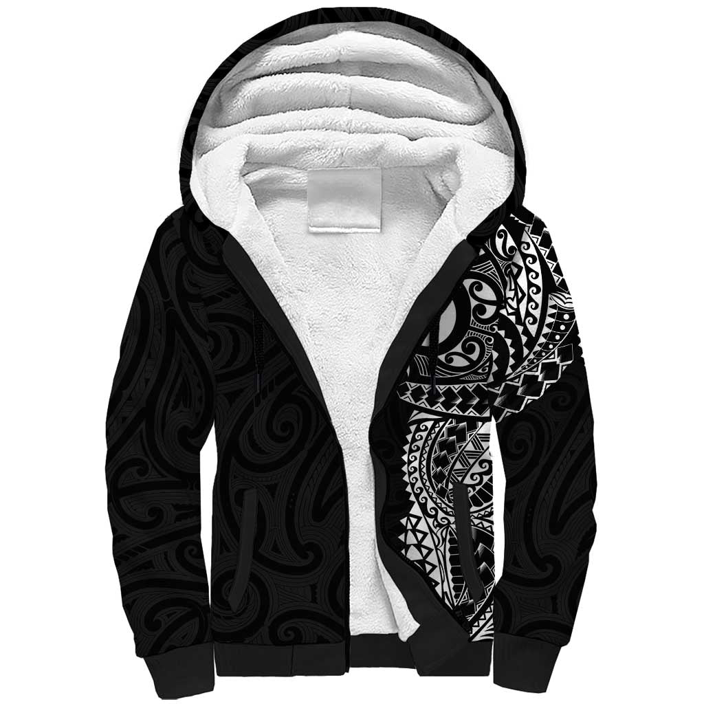 New Zealand Maori Koru Art Traditional Tattoo Sherpa Hoodie Simple Style
