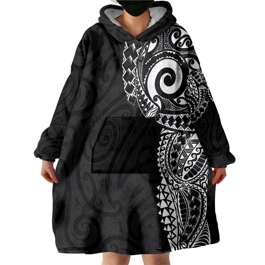 New Zealand Maori Koru Art Traditional Tattoo Wearable Blanket Hoodie Simple Style