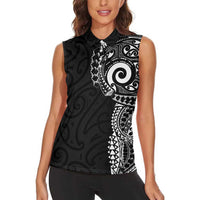 New Zealand Maori Koru Art Traditional Tattoo Women Sleeveless Polo Shirt Simple Style