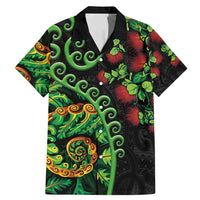 New Zealand Koru Plants and Pohutukawa Family Matching Mermaid Dress and Hawaiian Shirt Maori Tattoo Pattern