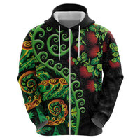 New Zealand Koru Plants and Pohutukawa Hoodie Maori Tattoo Pattern