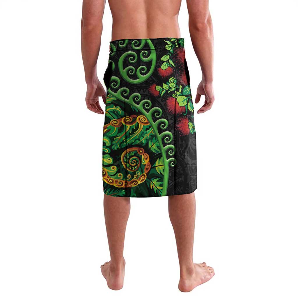 New Zealand Koru Plants and Pohutukawa Lavalava Maori Tattoo Pattern