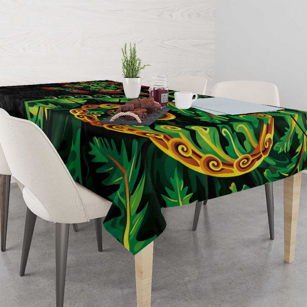 New Zealand Koru Plants and Pohutukawa Tablecloth Maori Tattoo Pattern