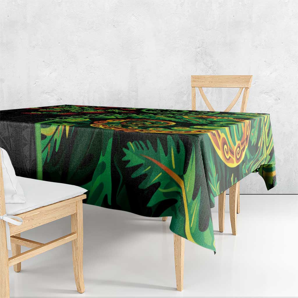 New Zealand Koru Plants and Pohutukawa Tablecloth Maori Tattoo Pattern