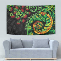 New Zealand Koru Plants and Pohutukawa Tapestry Maori Tattoo Pattern