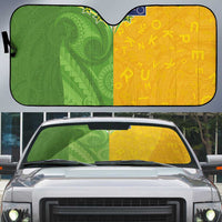 Cook Islands Language Week Auto Sun Shade Tatau Pattern and Rarotongan Alphabet - Polynesian Pride