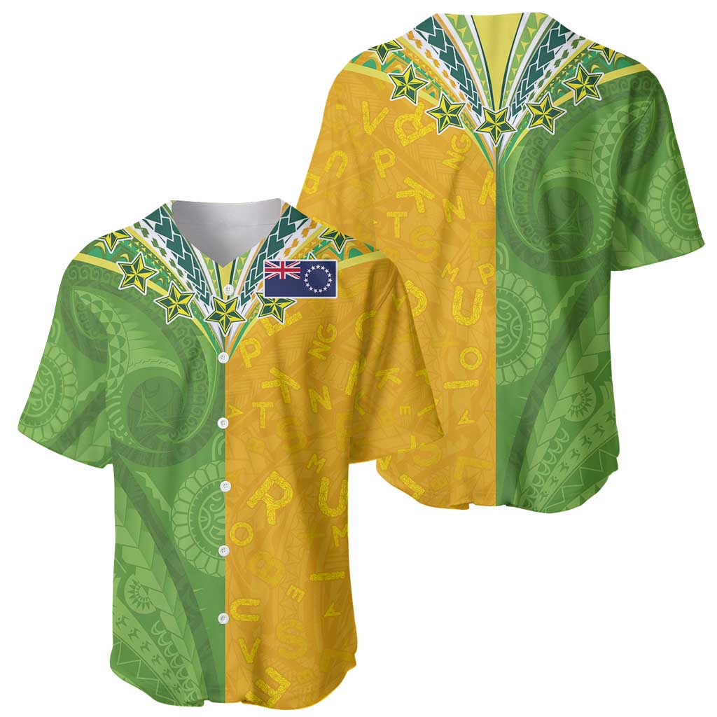 Cook Islands Language Week Baseball Jersey Tatau Pattern and Rarotongan Alphabet - Polynesian Pride