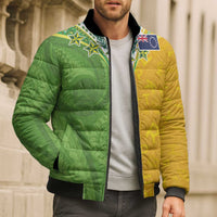 Cook Islands Language Week Bomber Puffer Jacket Tatau Pattern and Rarotongan Alphabet - Polynesian Pride