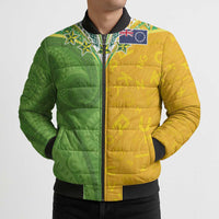 Cook Islands Language Week Bomber Puffer Jacket Tatau Pattern and Rarotongan Alphabet - Polynesian Pride