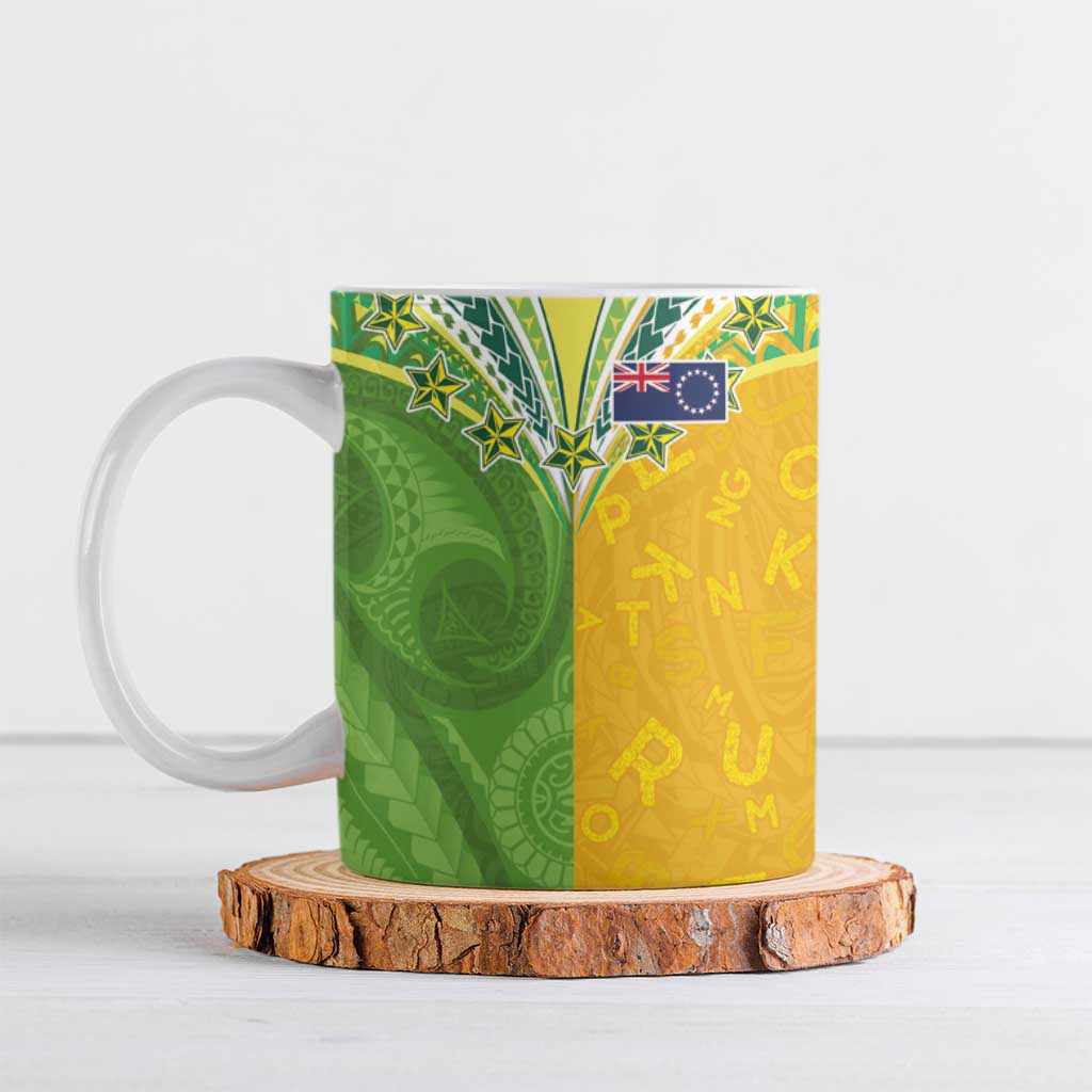 Cook Islands Language Week Ceramic Mug Tatau Pattern and Rarotongan Alphabet - Polynesian Pride