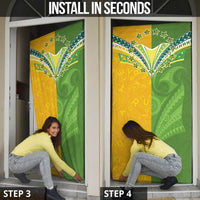 Cook Islands Language Week Door Cover Tatau Pattern and Rarotongan Alphabet - Polynesian Pride