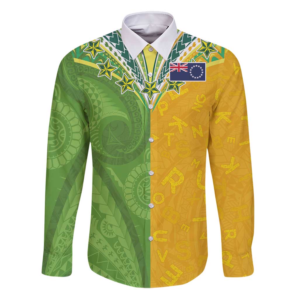 Cook Islands Language Week Family Matching Long Sleeve Bodycon Dress and Hawaiian Shirt Tatau Pattern and Rarotongan Alphabet - Polynesian Pride