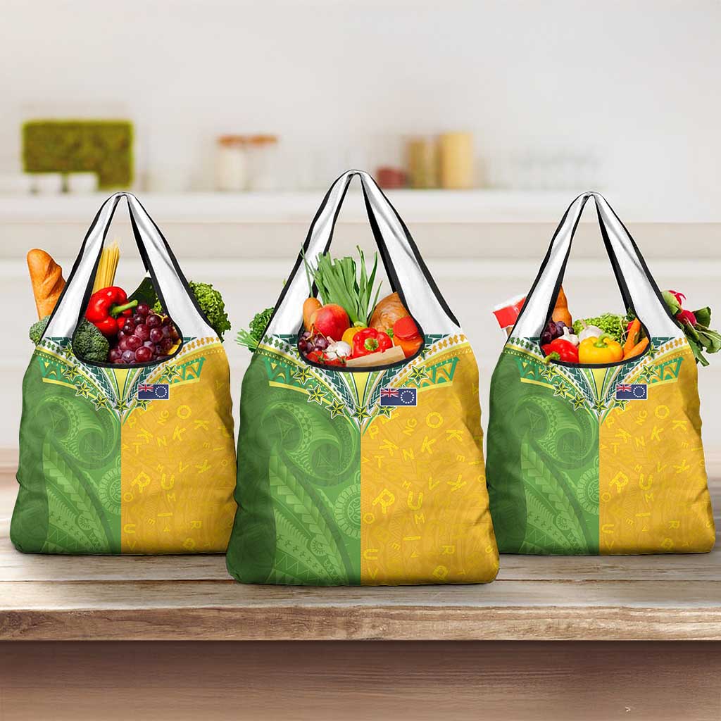 Cook Islands Language Week Grocery Bag Tatau Pattern and Rarotongan Alphabet - Polynesian Pride