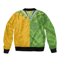 Cook Islands Language Week Sleeve Zip Bomber Jacket Tatau Pattern and Rarotongan Alphabet - Polynesian Pride