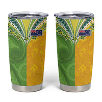 Cook Islands Language Week Tumbler Cup Tatau Pattern and Rarotongan Alphabet - Polynesian Pride