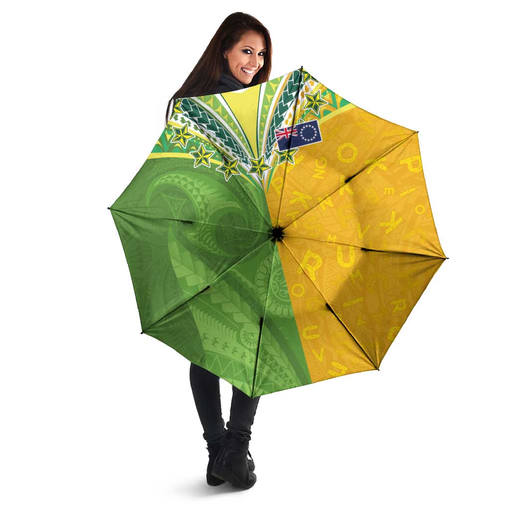 Cook Islands Language Week Umbrella Tatau Pattern and Rarotongan Alphabet - Polynesian Pride