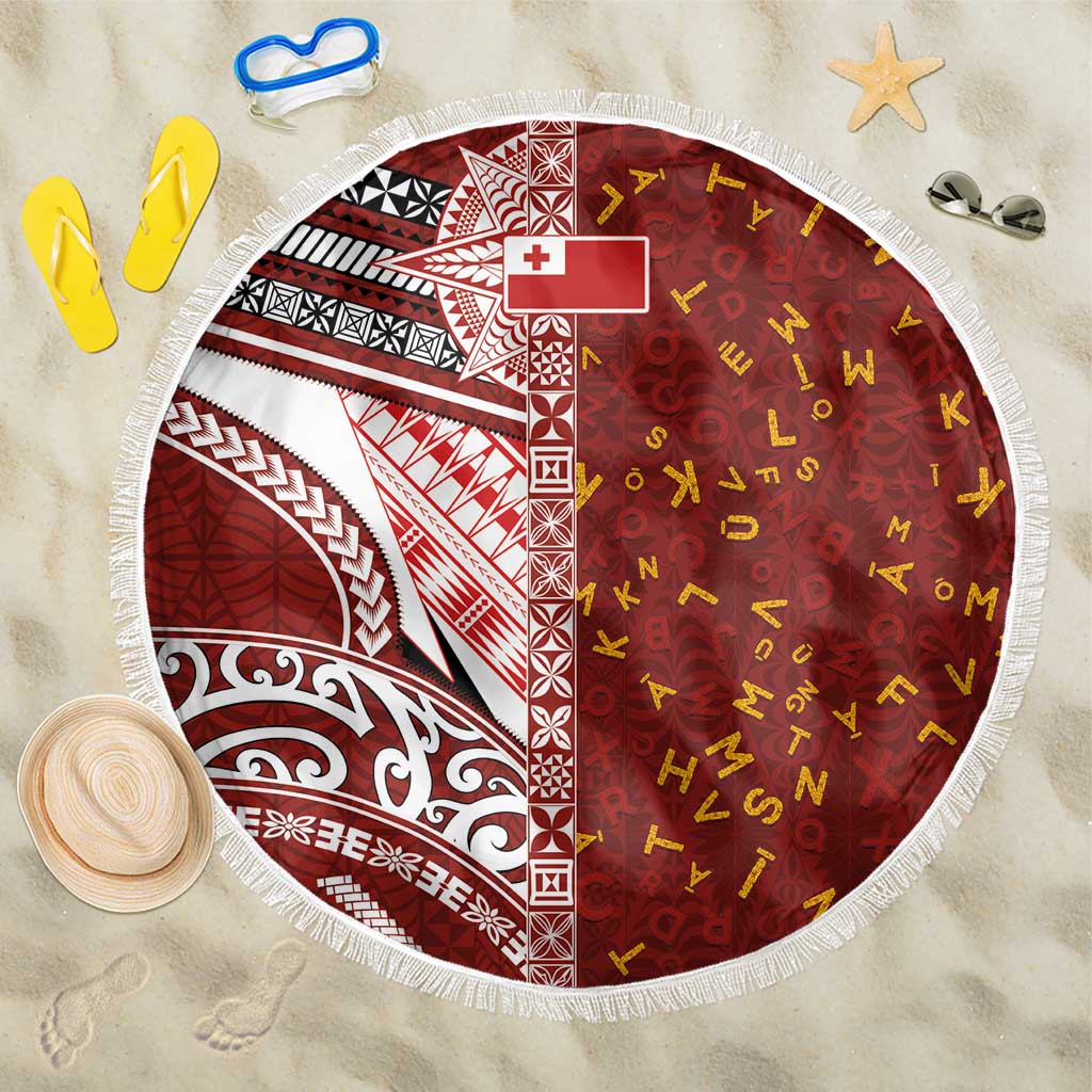 Tonga Language Week Beach Blanket Ngatu Pattern and Tongan Alphabet - Polynesian Pride