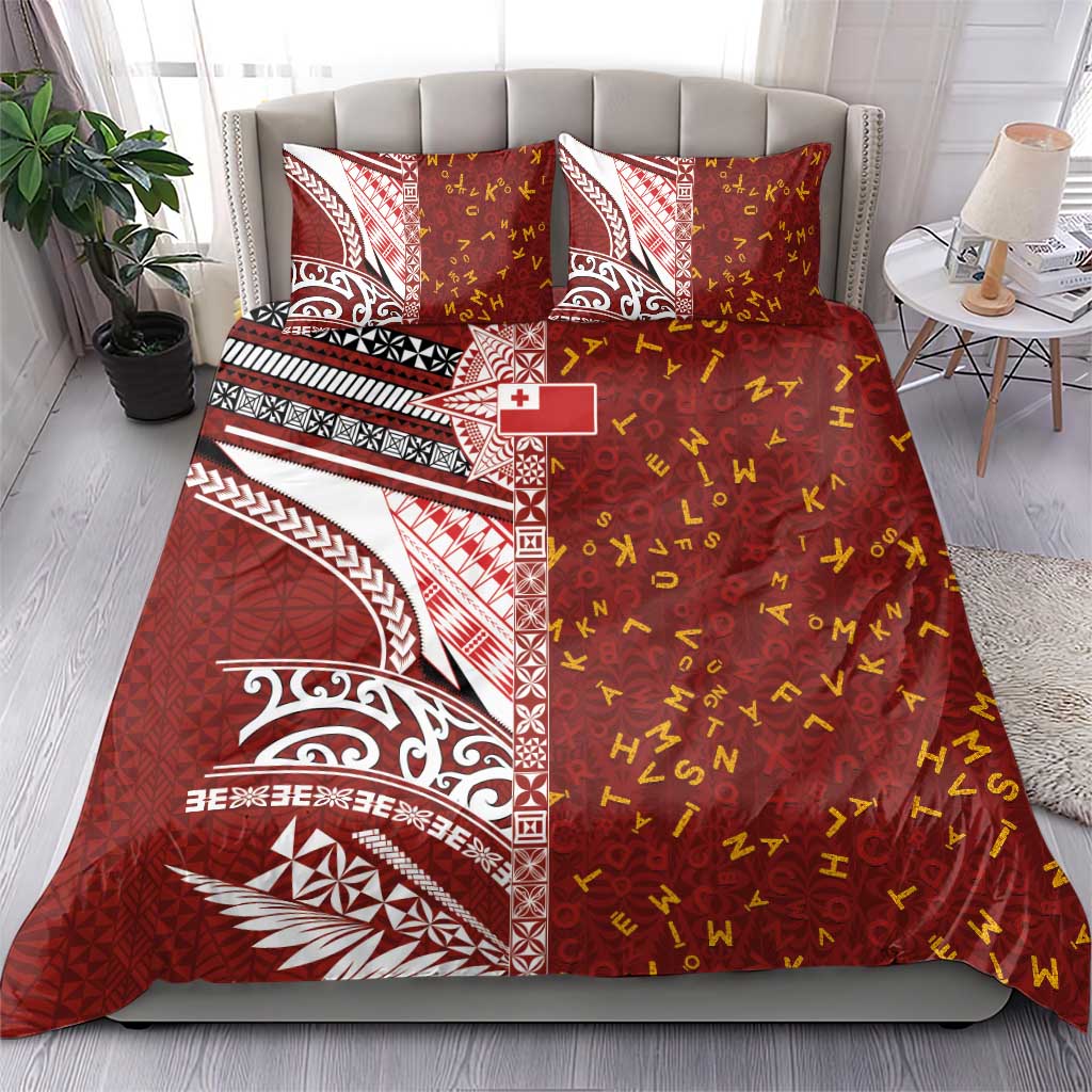 Tonga Language Week Bedding Set Ngatu Pattern and Tongan Alphabet - Polynesian Pride