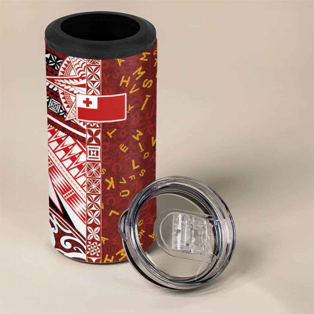 Tonga Language Week 4 in 1 Can Cooler Tumbler Ngatu Pattern and Tongan Alphabet - Polynesian Pride