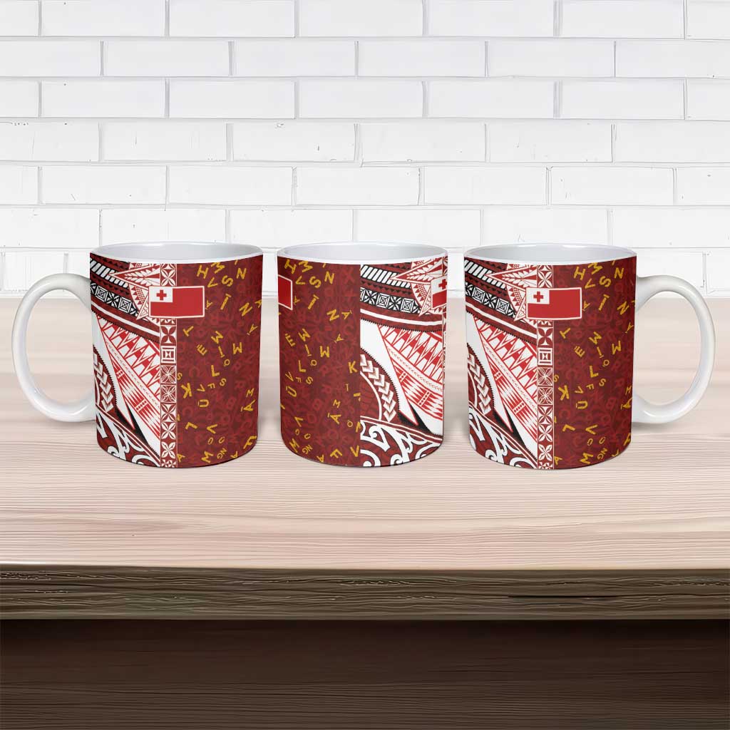 Tonga Language Week Ceramic Mug Ngatu Pattern and Tongan Alphabet - Polynesian Pride