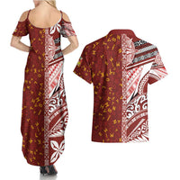 Tonga Language Week Couples Matching Summer Maxi Dress and Hawaiian Shirt Ngatu Pattern and Tongan Alphabet - Polynesian Pride