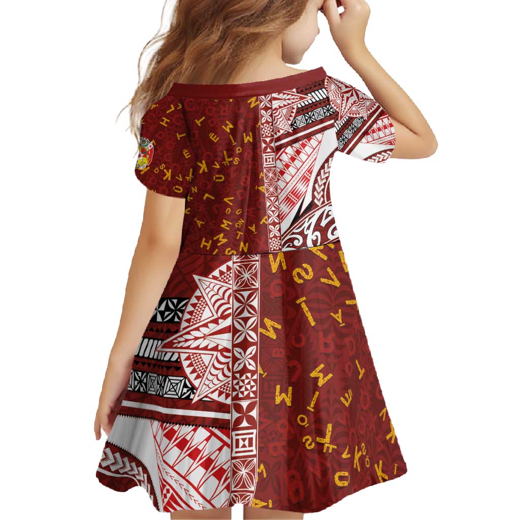 Tonga Language Week Family Matching Long Sleeve Bodycon Dress and Hawaiian Shirt Ngatu Pattern and Tongan Alphabet - Polynesian Pride