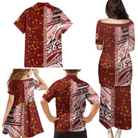 Tonga Language Week Family Matching Puletasi and Hawaiian Shirt Ngatu Pattern and Tongan Alphabet LT03 - Polynesian Pride