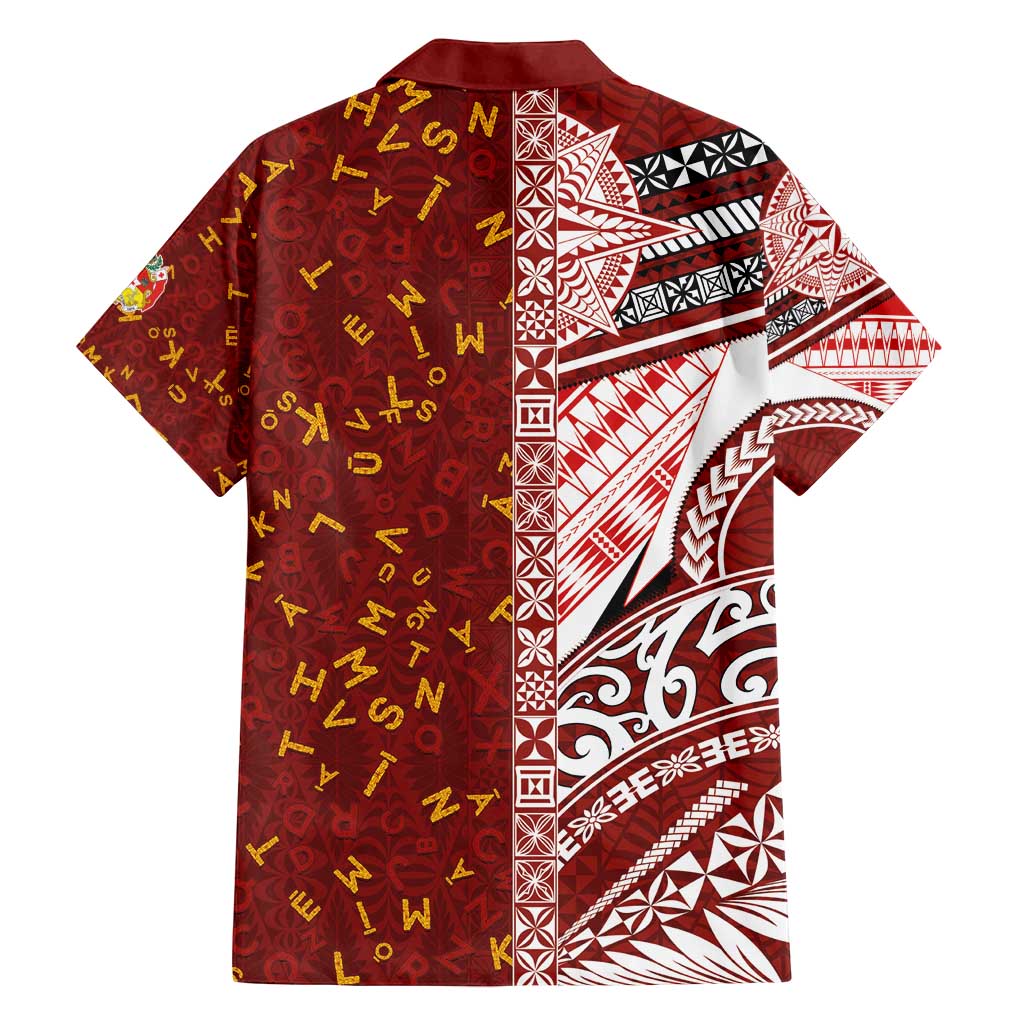 Tonga Language Week Family Matching Tank Maxi Dress and Hawaiian Shirt Ngatu Pattern and Tongan Alphabet - Polynesian Pride