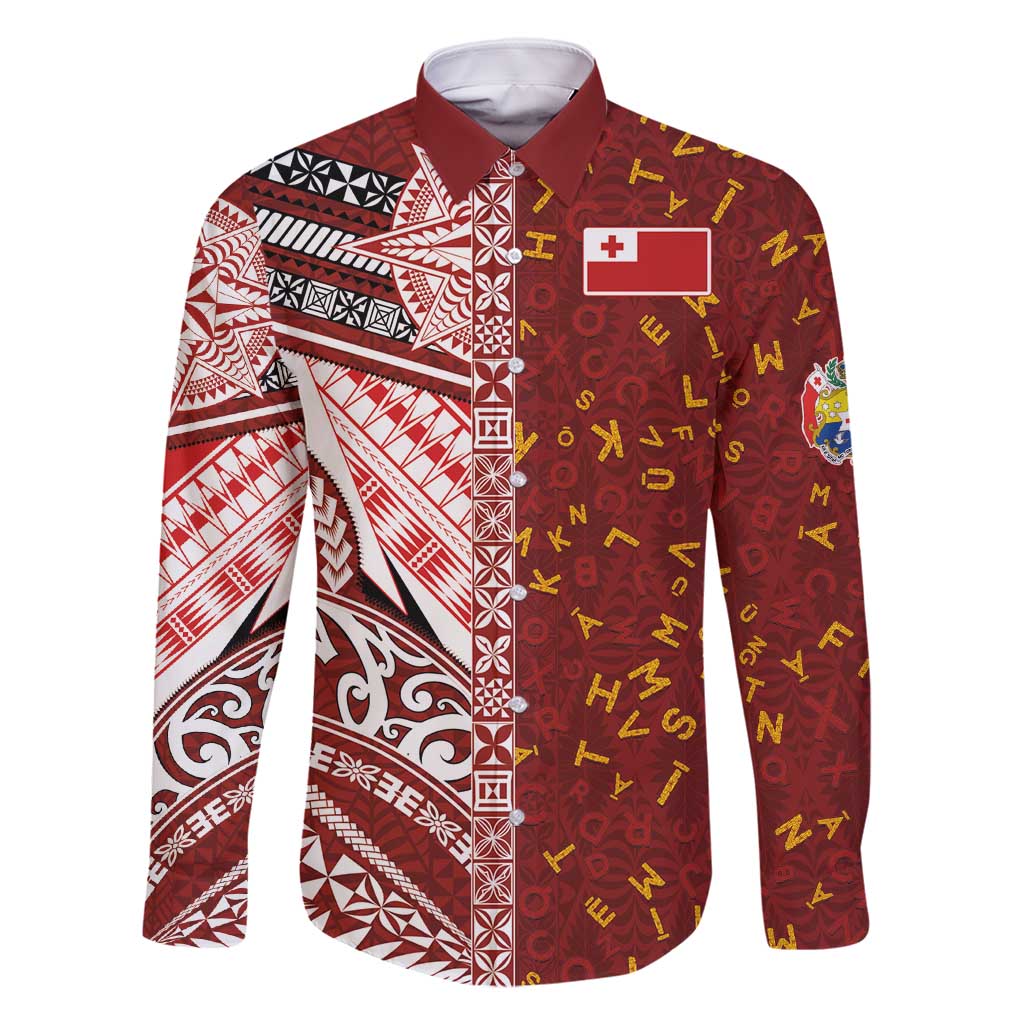 Tonga Language Week Family Matching Tank Maxi Dress and Hawaiian Shirt Ngatu Pattern and Tongan Alphabet - Polynesian Pride