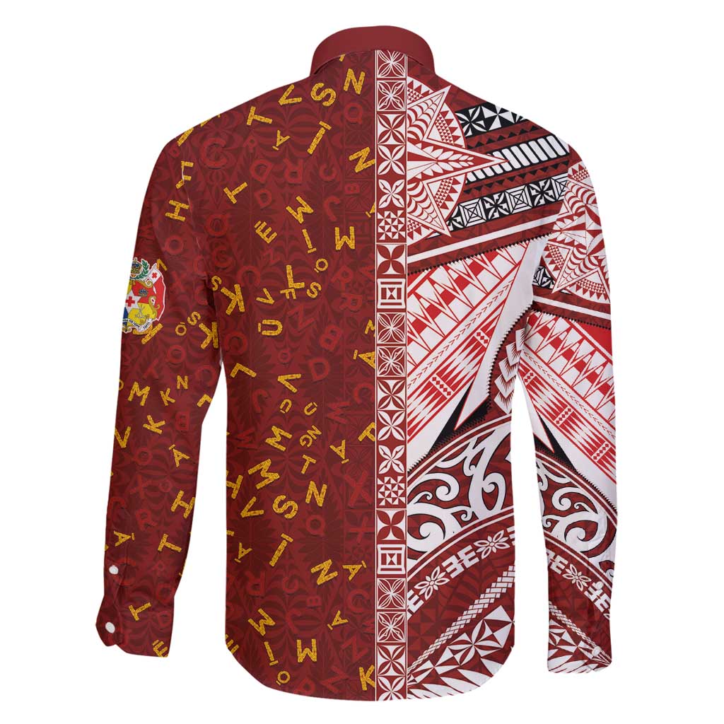 Tonga Language Week Family Matching Tank Maxi Dress and Hawaiian Shirt Ngatu Pattern and Tongan Alphabet - Polynesian Pride