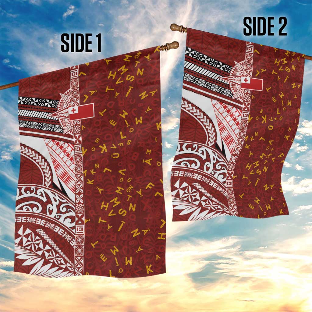 Tonga Language Week Garden Flag Ngatu Pattern and Tongan Alphabet - Polynesian Pride