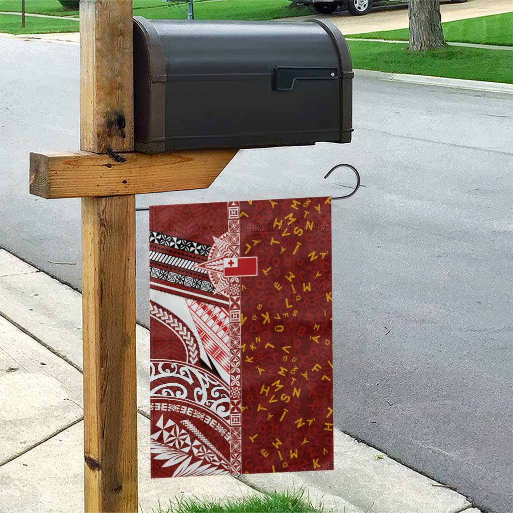 Tonga Language Week Garden Flag Ngatu Pattern and Tongan Alphabet - Polynesian Pride