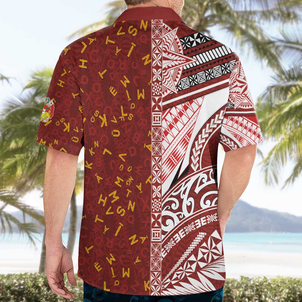 Tonga Language Week Hawaiian Shirt Ngatu Pattern and Tongan Alphabet - Polynesian Pride