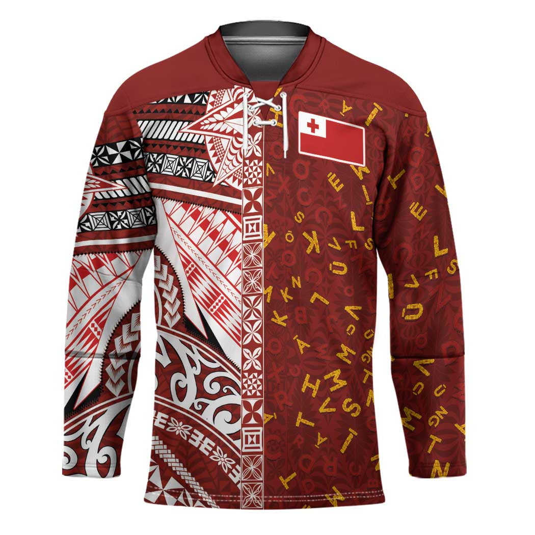 Tonga Language Week Hockey Jersey Ngatu Pattern and Tongan Alphabet - Polynesian Pride