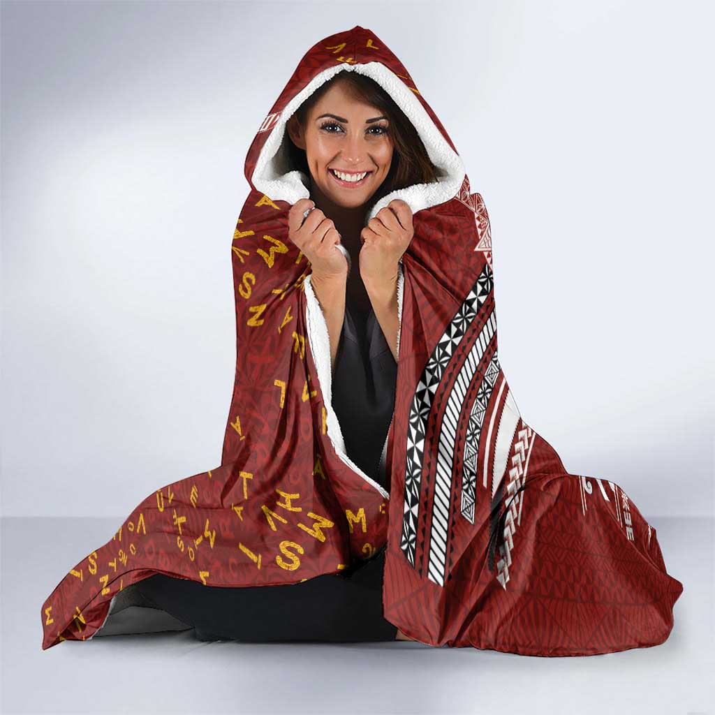 Tonga Language Week Hooded Blanket Ngatu Pattern and Tongan Alphabet LT03 - Polynesian Pride