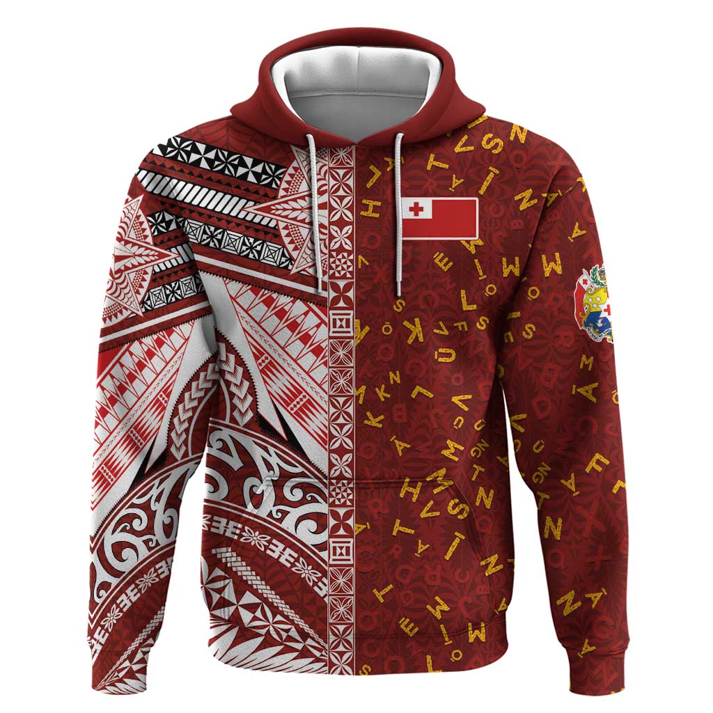 Tonga Language Week Hoodie Ngatu Pattern and Tongan Alphabet - Polynesian Pride