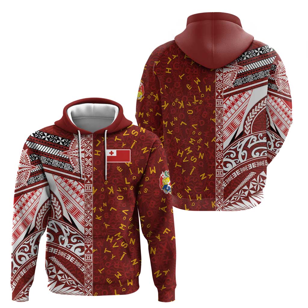 Tonga Language Week Hoodie Ngatu Pattern and Tongan Alphabet - Polynesian Pride