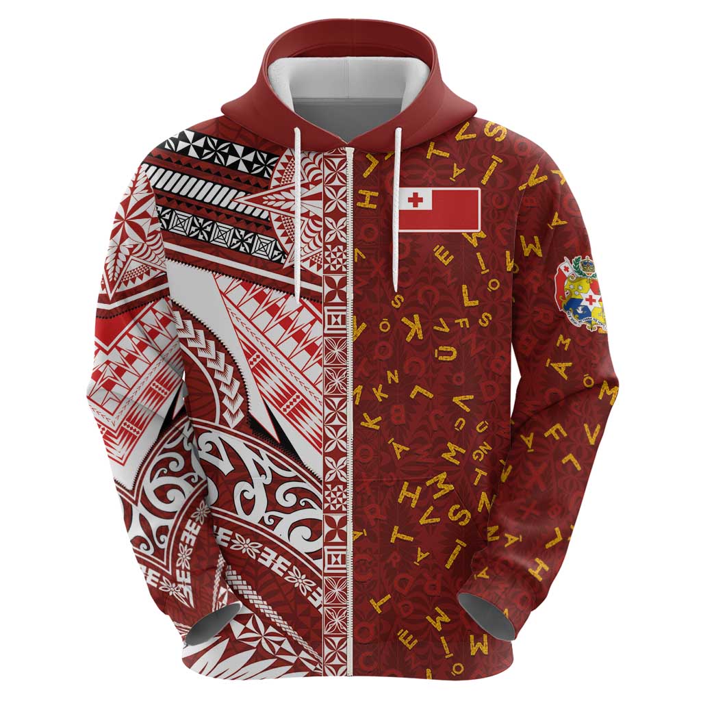 Tonga Language Week Hoodie Ngatu Pattern and Tongan Alphabet - Polynesian Pride