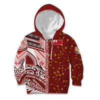 Tonga Language Week Kid Hoodie Ngatu Pattern and Tongan Alphabet - Polynesian Pride