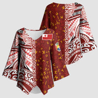 Tonga Language Week Kimono Sleeve Blouse Ngatu Pattern and Tongan Alphabet - Polynesian Pride