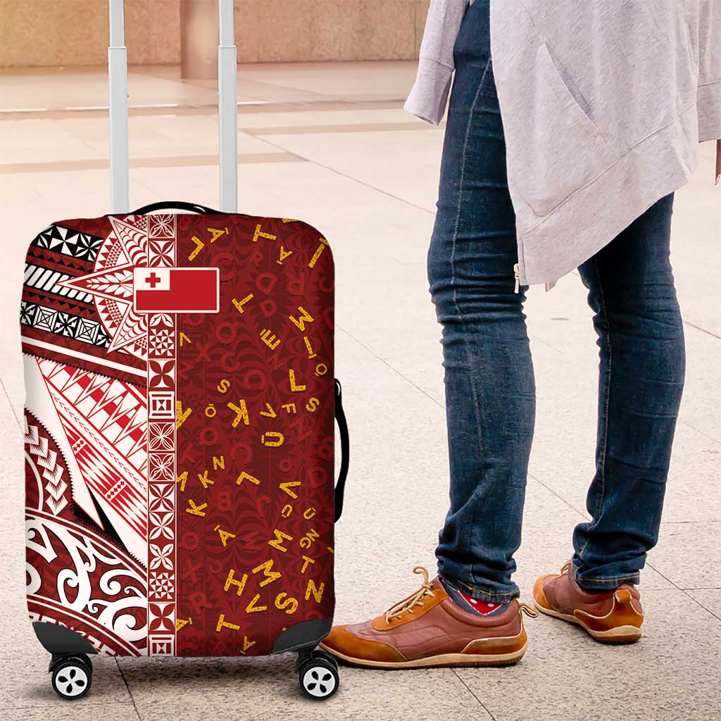 Tonga Language Week Luggage Cover Ngatu Pattern and Tongan Alphabet - Polynesian Pride