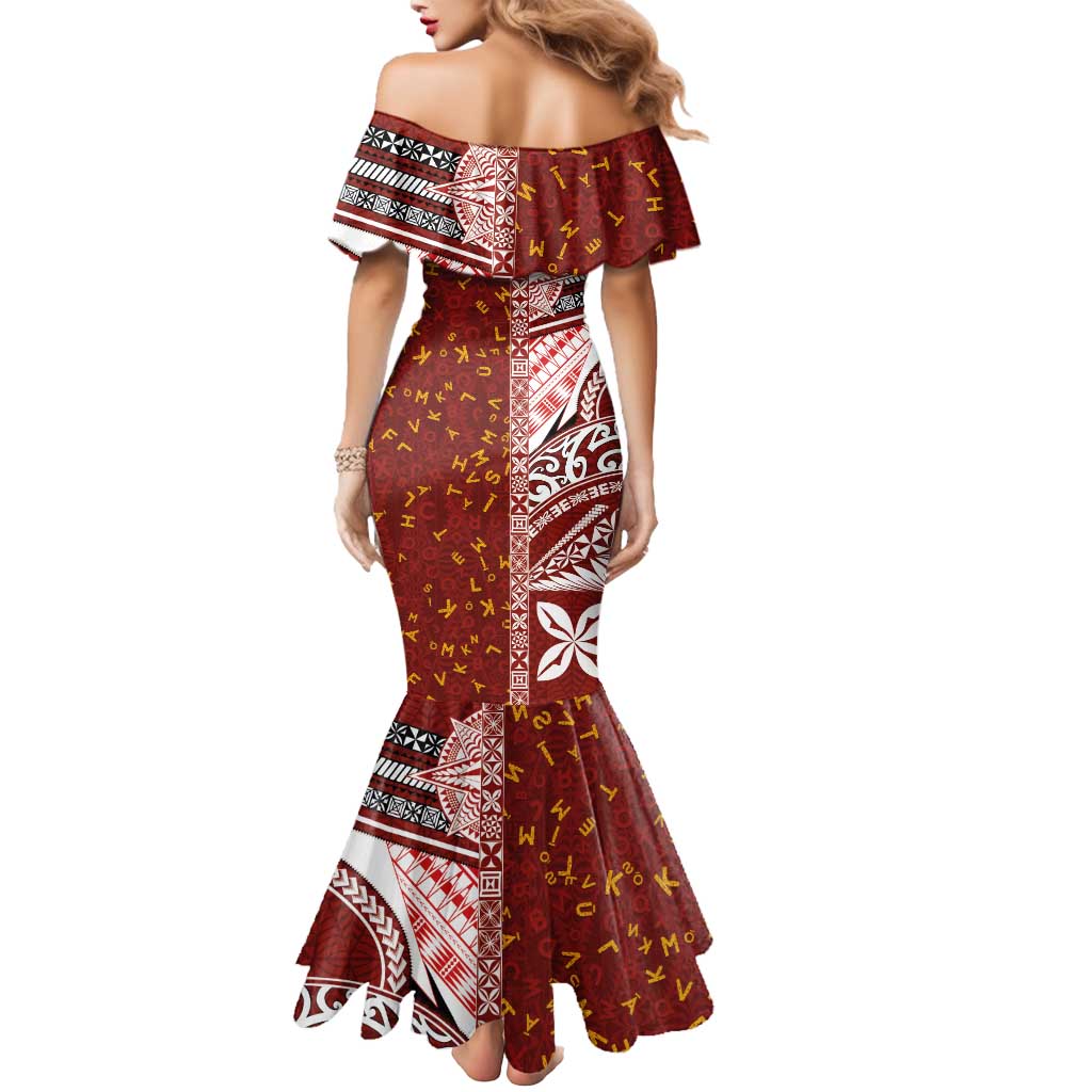 Tonga Language Week Mermaid Dress Ngatu Pattern and Tongan Alphabet - Polynesian Pride