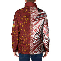 Tonga Language Week Padded Jacket Ngatu Pattern and Tongan Alphabet LT03 - Polynesian Pride