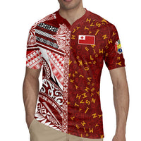Tonga Language Week Rugby Jersey Ngatu Pattern and Tongan Alphabet - Polynesian Pride