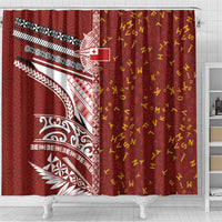 Tonga Language Week Shower Curtain Ngatu Pattern and Tongan Alphabet - Polynesian Pride